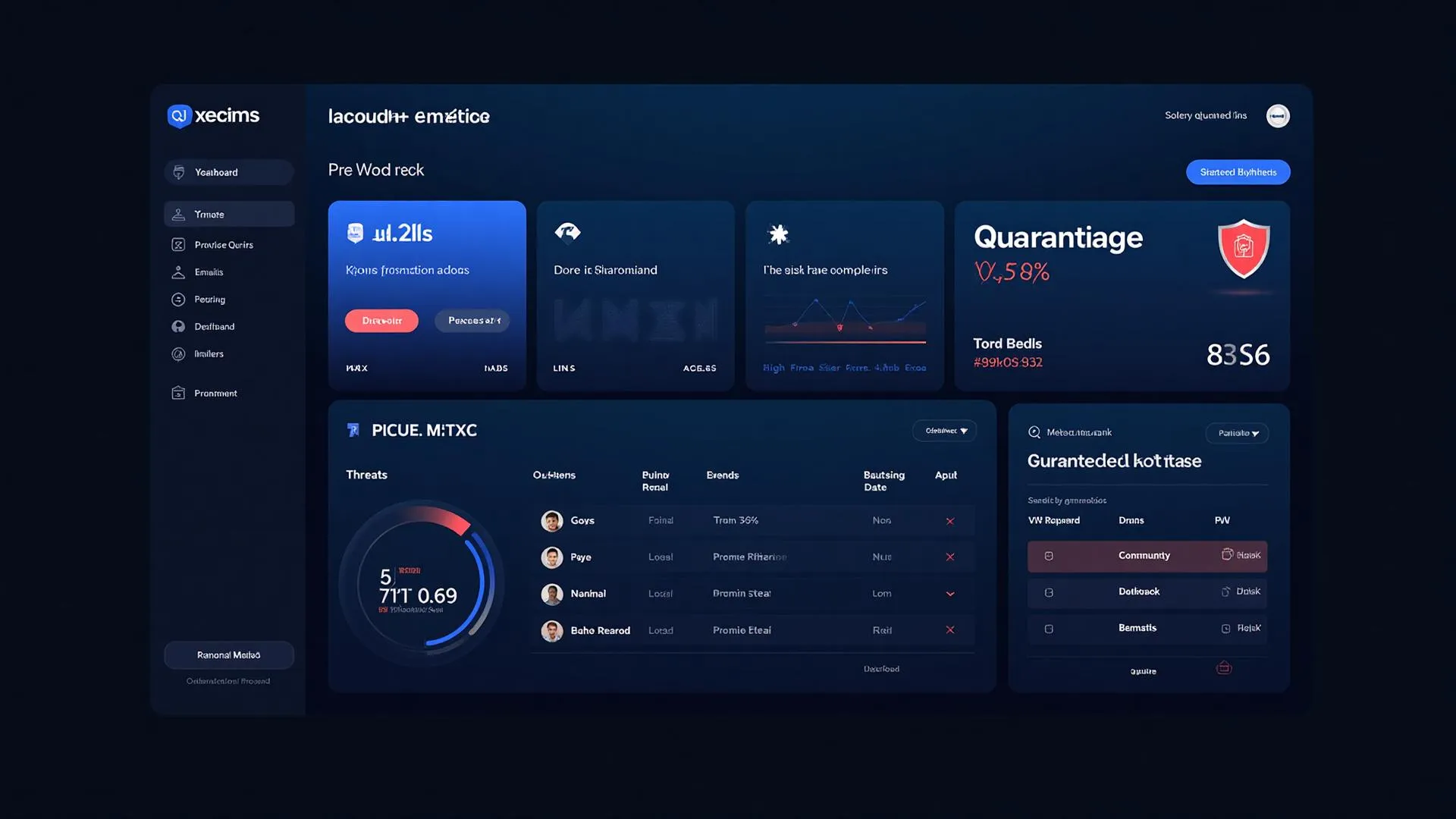 The Sortiq threat monitoring dashboard listing quarantined messages and their risk scores